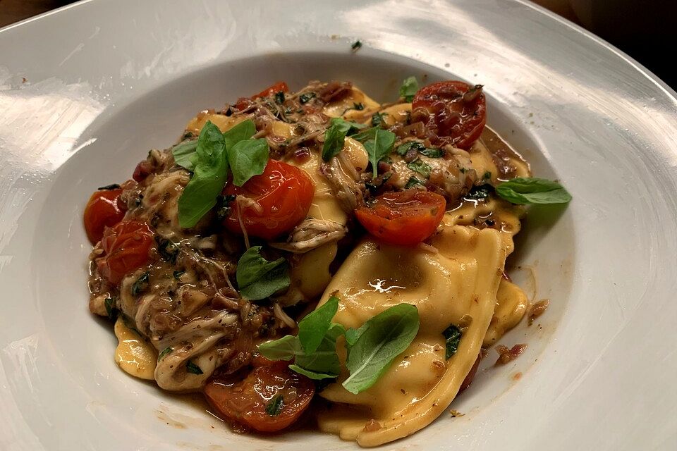 Ravioli-Spinat-Pfanne