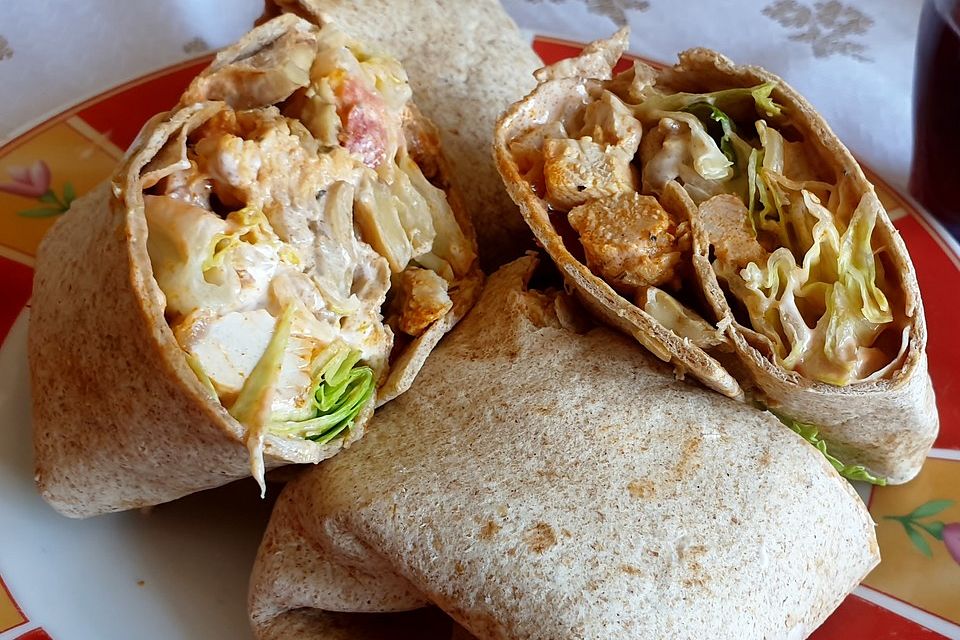 Tortilla-Wrap mit Putengyros