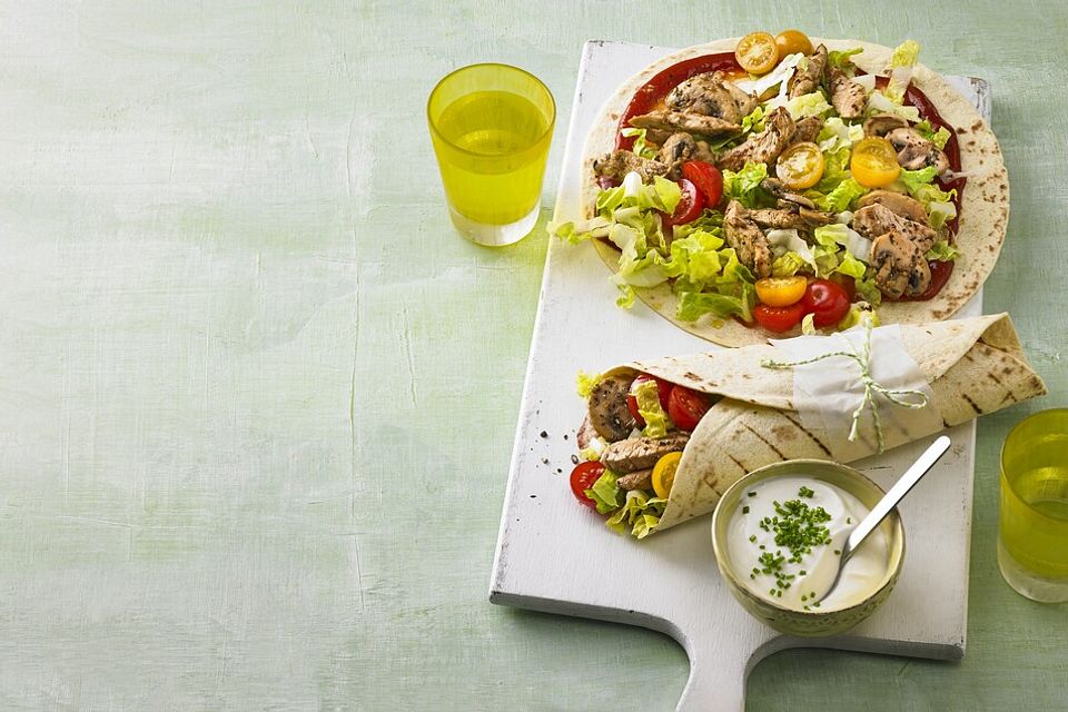 Tortilla-Wrap mit Putengyros