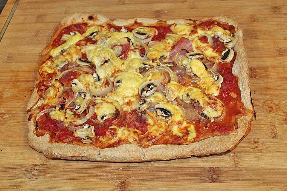 Schinken-Pilz-Pizza