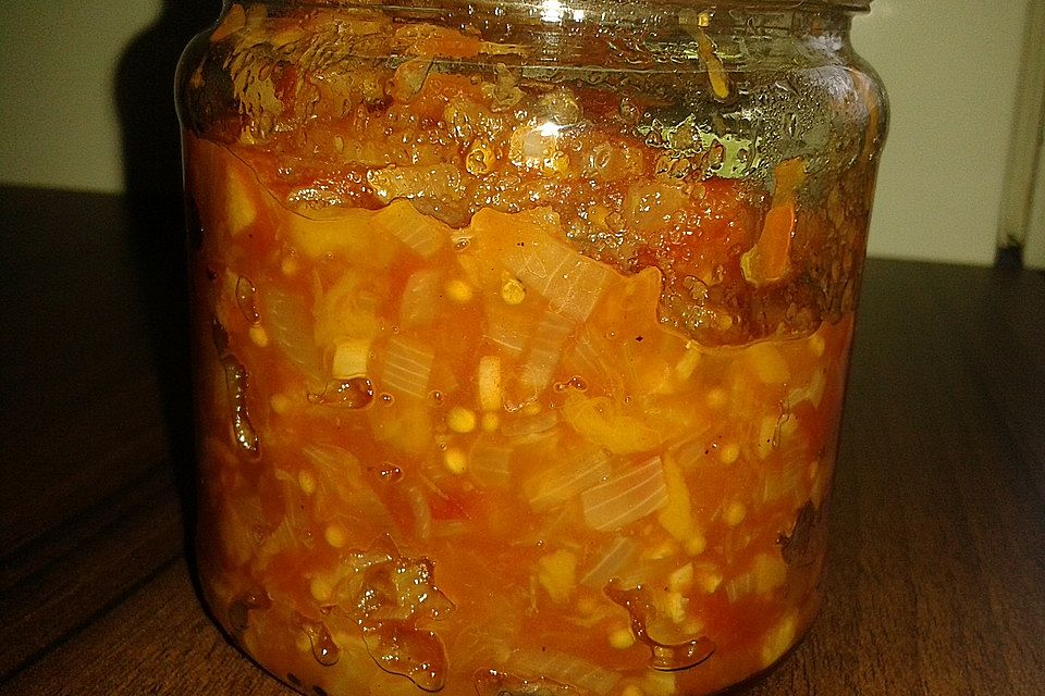 Pikantes Tomaten-Pfirsich-Chutney