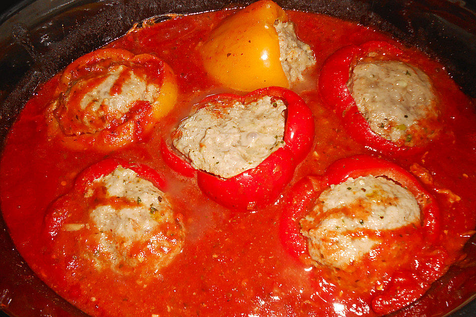 Gefüllte Paprika im Slowcooker