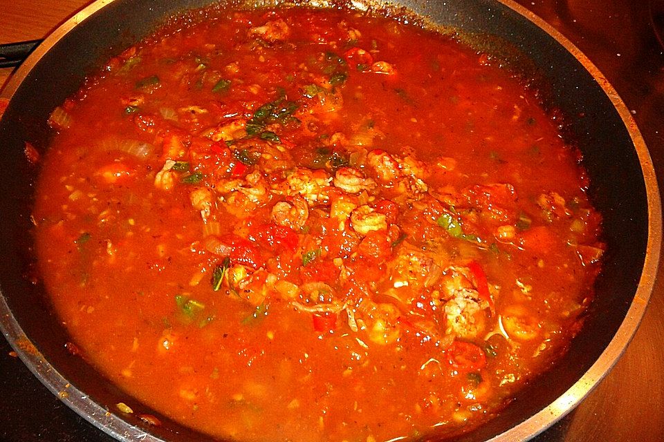 Tomatensugo mit Flußkrebs