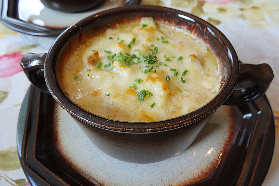 Kässpätzlesuppe mit Champignons