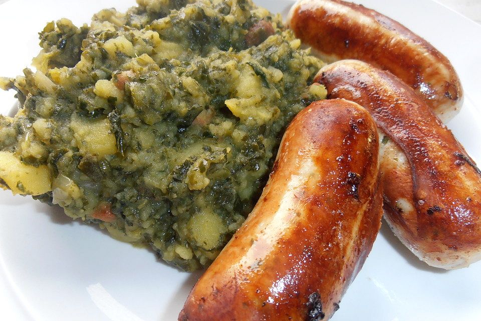 Chilikraut mit gebratener Weißwurst