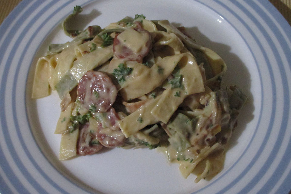 Spaghetti Carbonara mit Chorizo