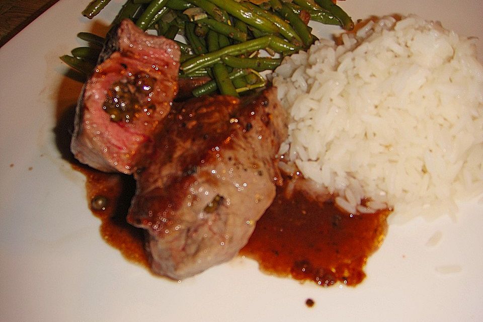 Rumpsteak mit grünem Pfeffer