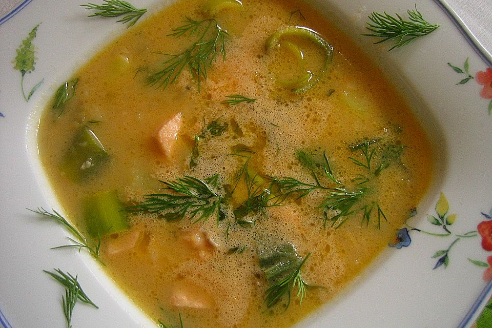 Feine Kartoffelsuppe mit Lachs