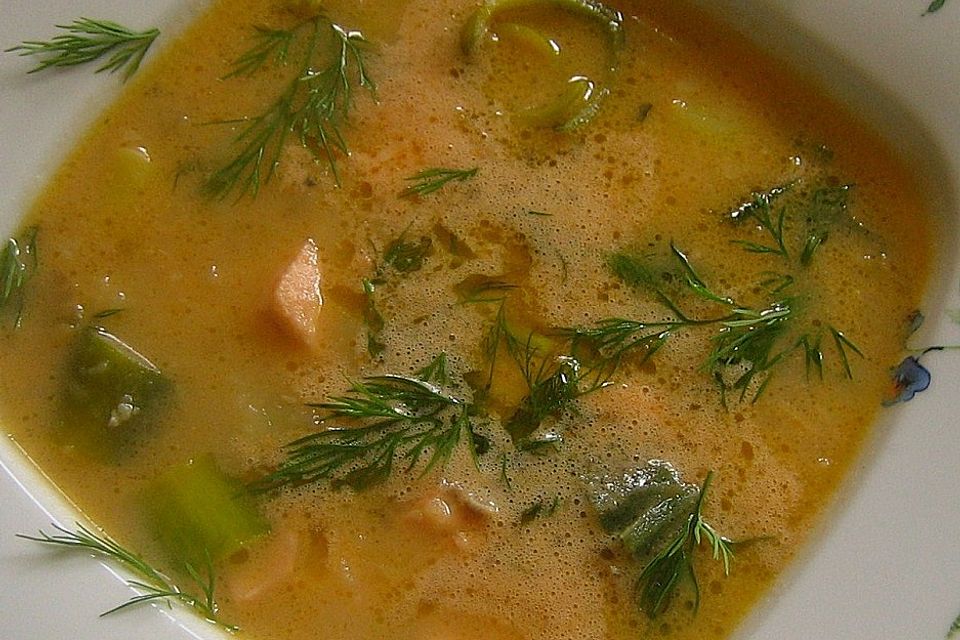 Feine Kartoffelsuppe mit Lachs