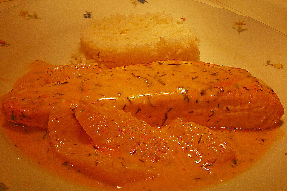 Lachs in Orangensauce