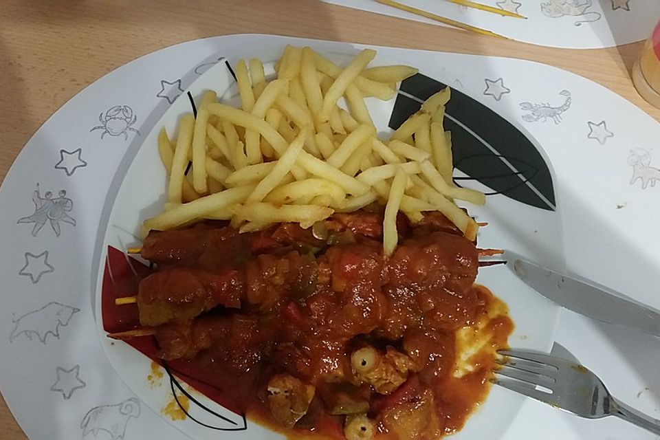 Schaschlik mit selbstgemachter Schaschliksoße