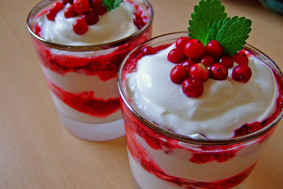 Preiselbeer Cremedessert mit Joghurt