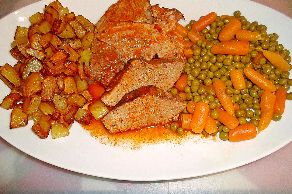 Schweinsbraten mit Bratkartoffeln