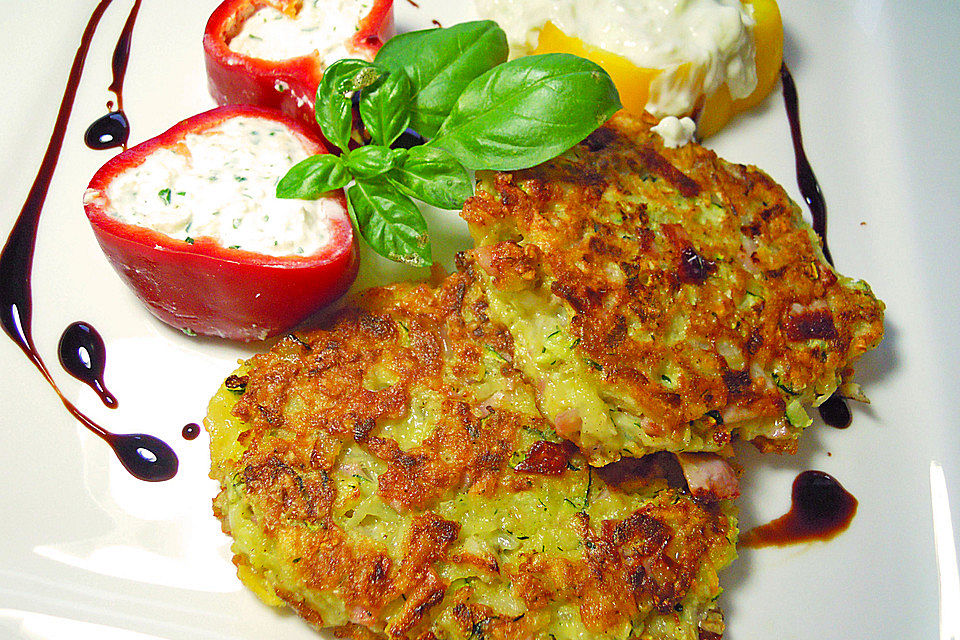 Kartoffel-Zucchini-Schinken-Puffer