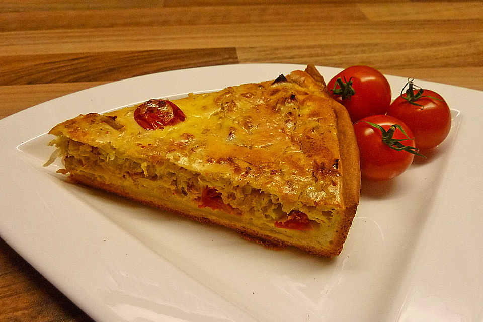 Sauerkraut-Tomaten-Lauchquiche