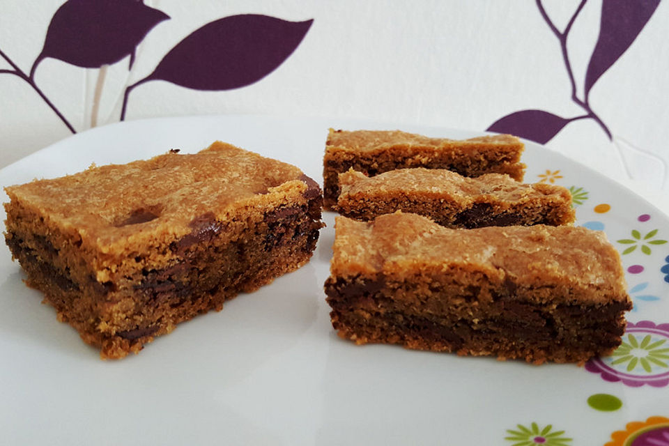 Amerikanische Chocolate Chip Blondies