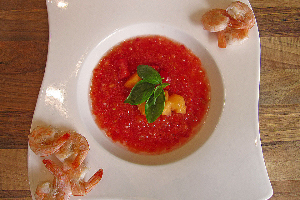 Melonen-Gazpacho mit Garnelen