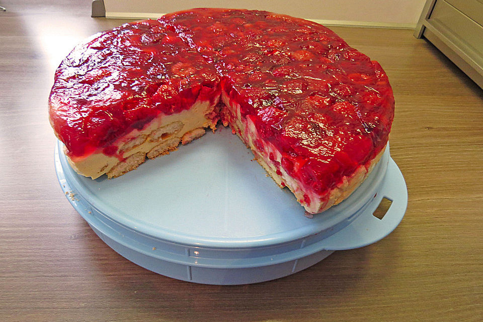 Gestürzte Himbeertorte