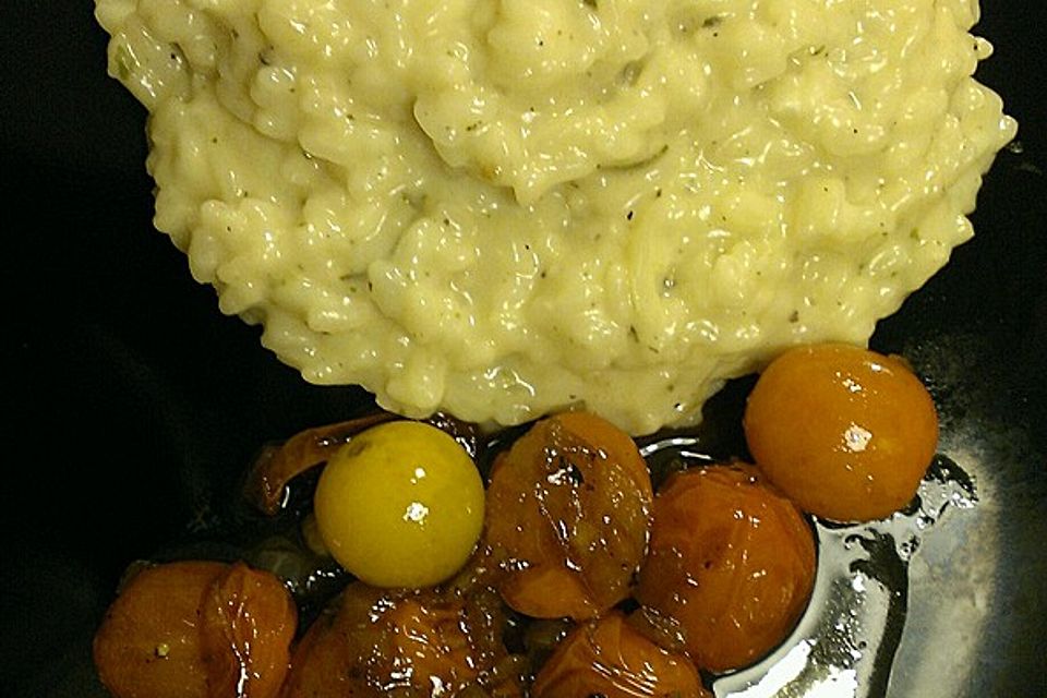 Ziegenkäserisotto mit glasierten Tomaten