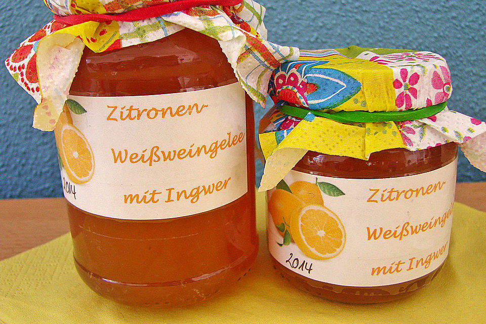 Zitronen-Weißweingelee mit Ingwer