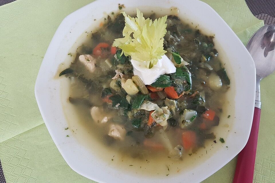 Grüner Borschtsch - ukrainische Suppe