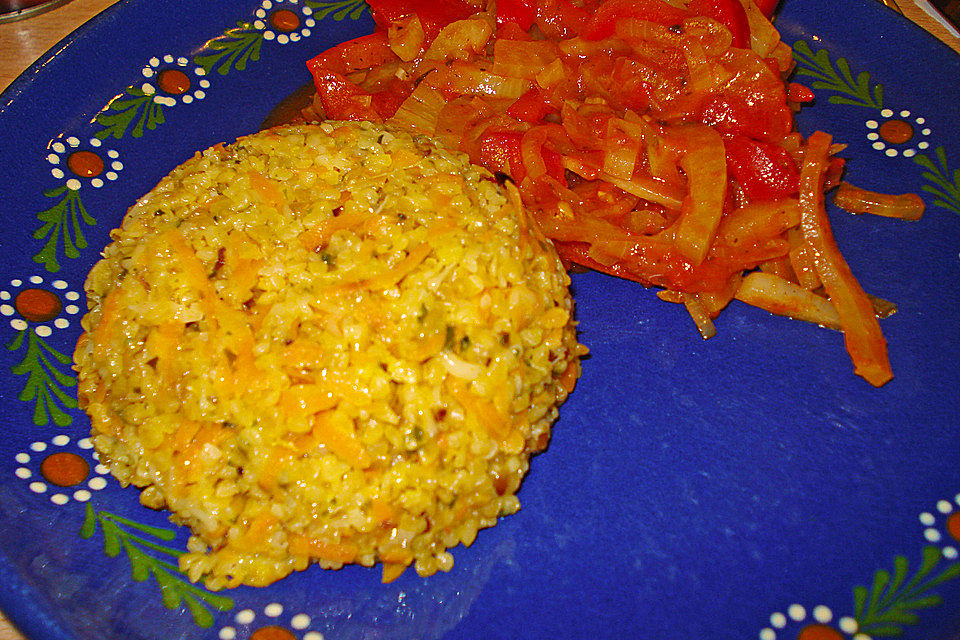 Bohnengemüse mit Käsebulgur