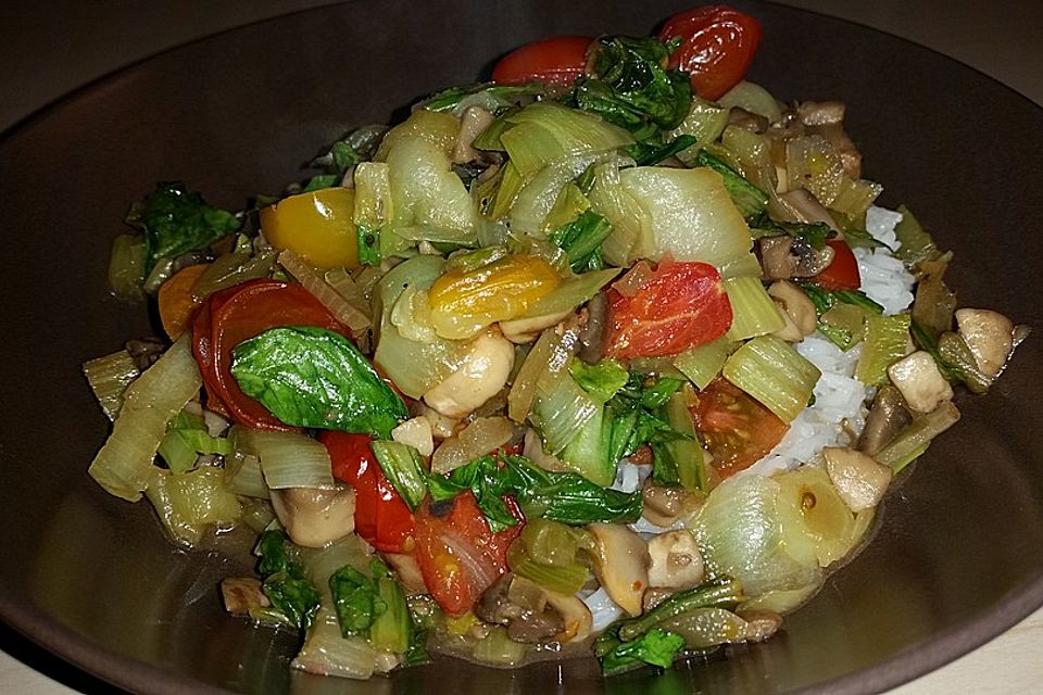 Pak Choi-Champignon-Pfanne