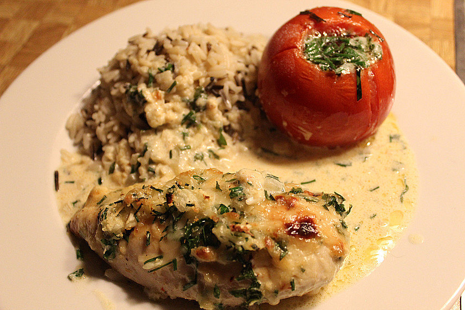 Hühnerbrustfilet mit Kräuter - Käsekruste