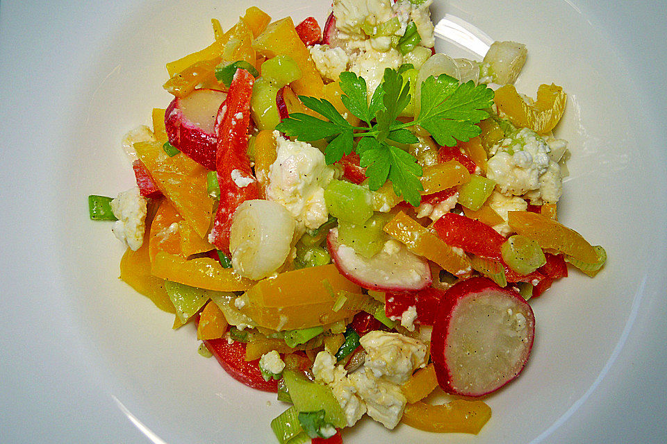 Paprika-Schafskäse-Salat