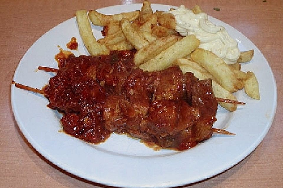 Paprika-Hähnchen-Schaschlik