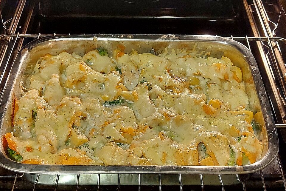 Brokkoli-Räucherlachs-Gratin