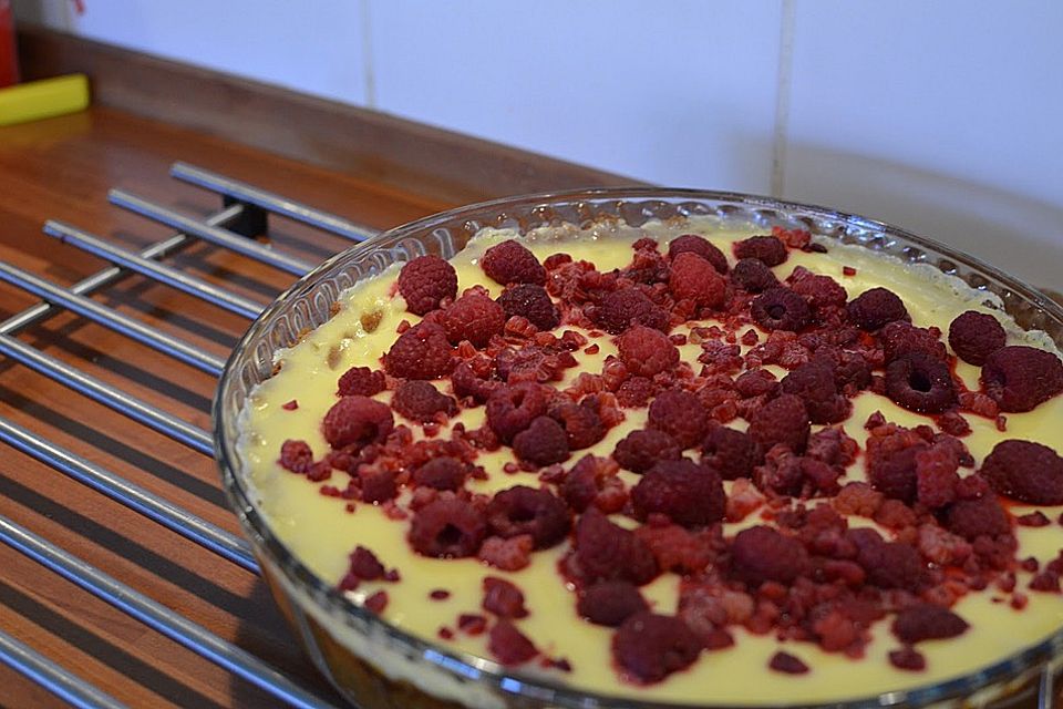 Himbeerkäsekuchen mit weißer Schokolade