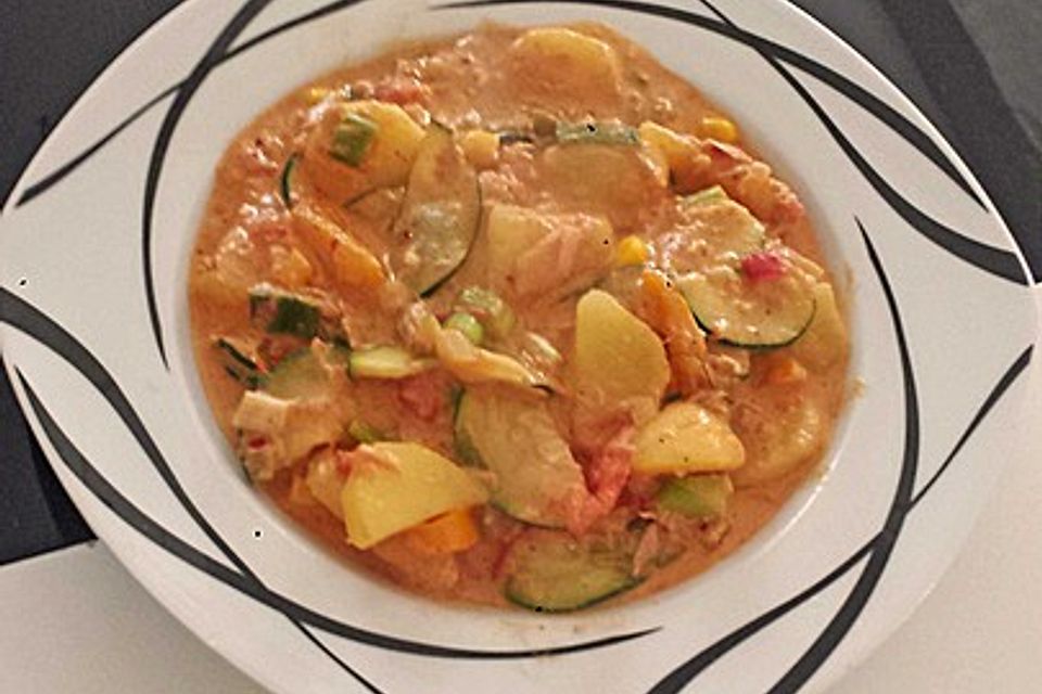 Kartoffel-Gemüsepfanne mit Thunfisch