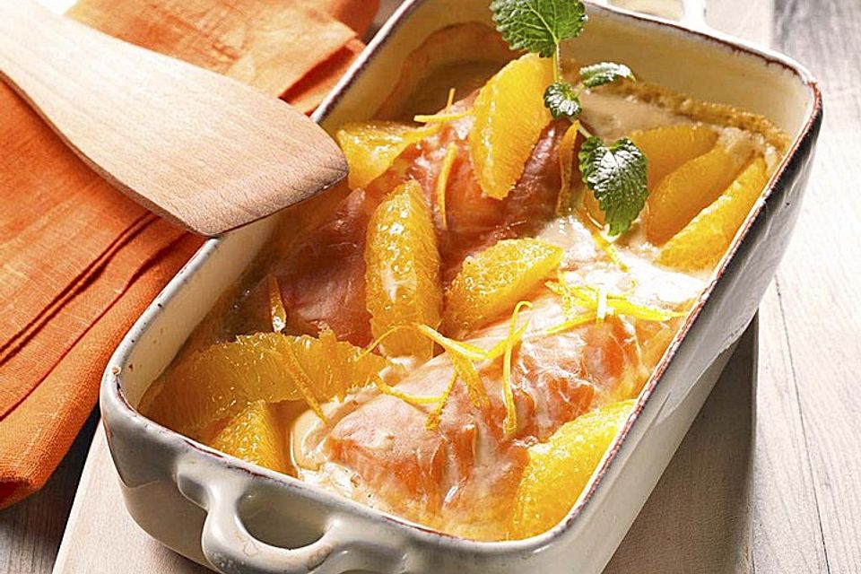 Lachs in pikanter Orangensauce