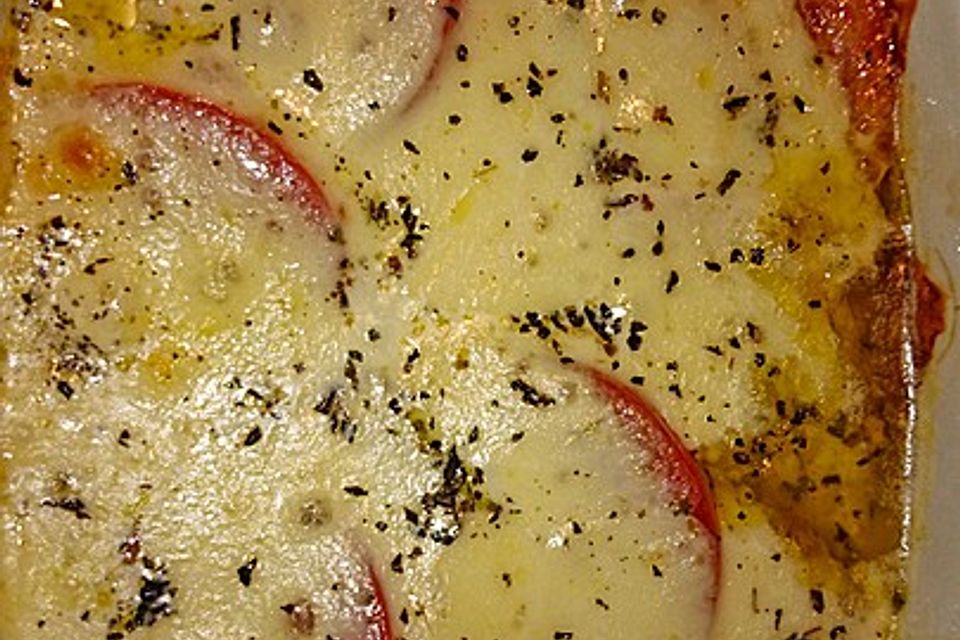 Tomaten mit überbackenem Mozzarella