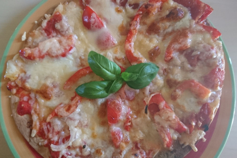 Tortilla-Pizza, besonders fettarm