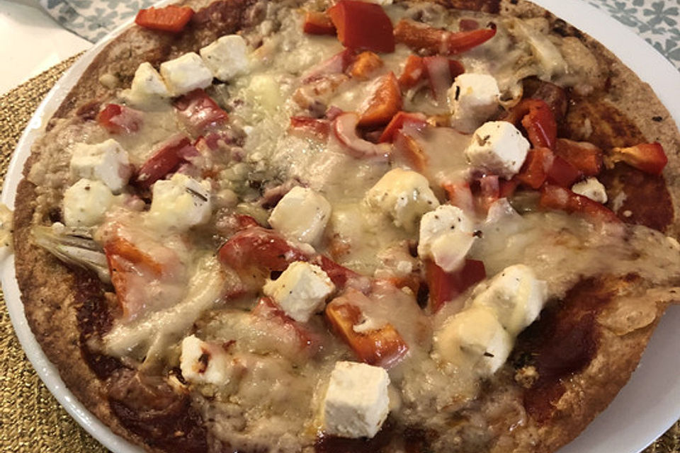 Tortilla-Pizza, besonders fettarm