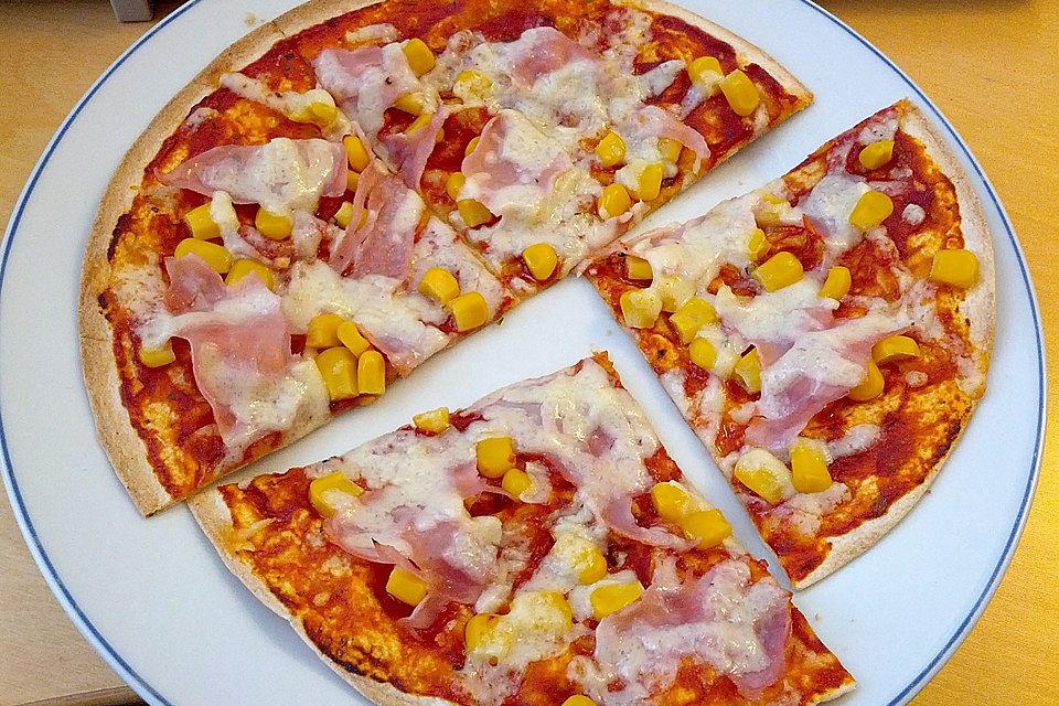 Tortilla-Pizza, besonders fettarm