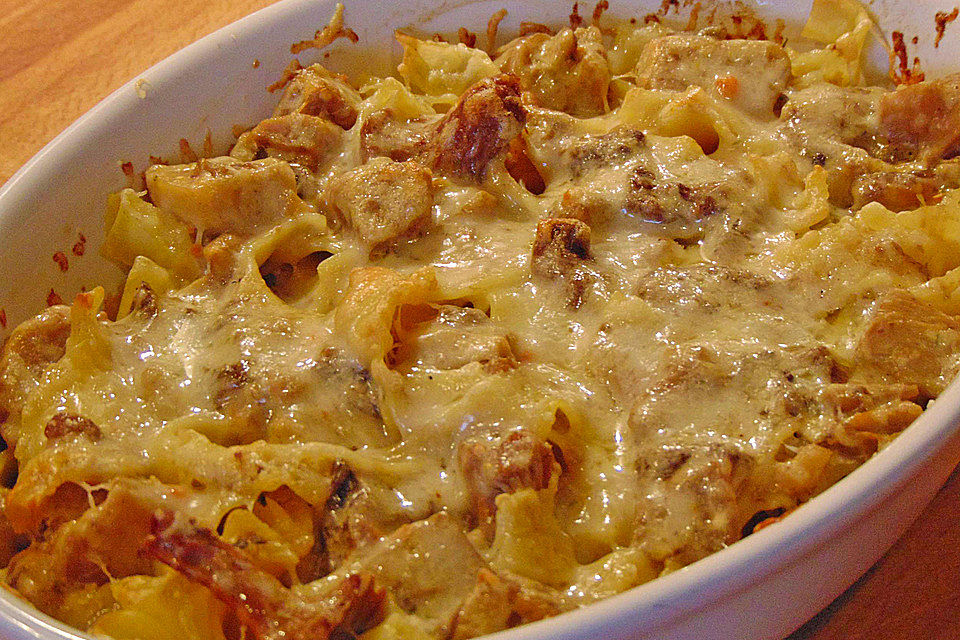 Nudel-Waldpilz-Gratin