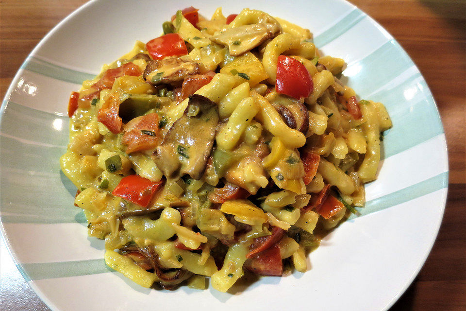 Vegetarische Paprika-Pilz-Pfanne