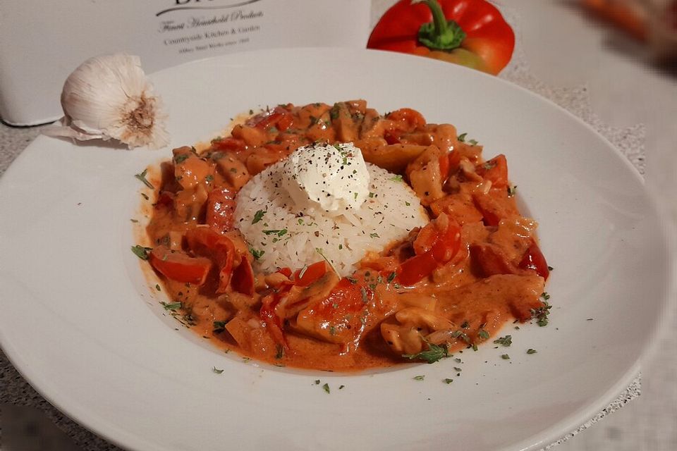 Vegetarische Paprika-Pilz-Pfanne