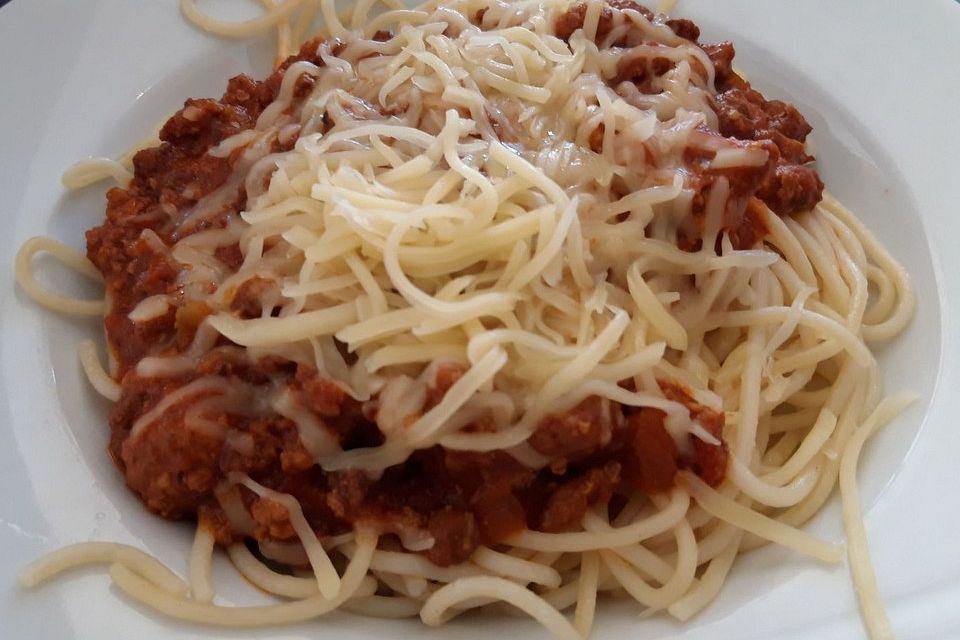 Hörnchennudeln mit Hackfleisch-Tomatensoße