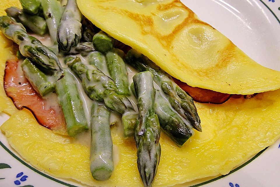 Spargel mit Schinkenpfannkuchen