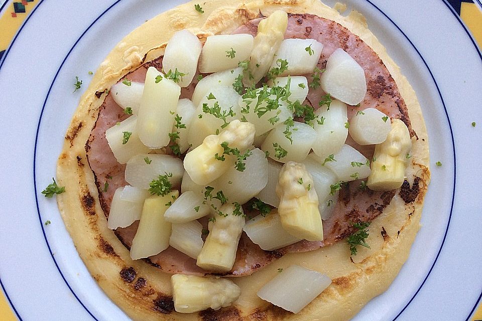 Spargel mit Schinkenpfannkuchen