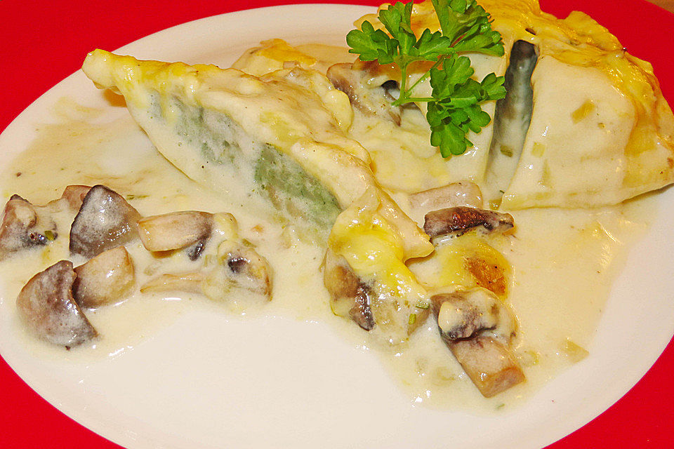 Maultaschen in Champignon - Sahne