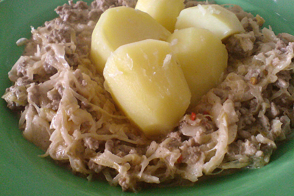 Hack-Sauerkraut-Pfanne