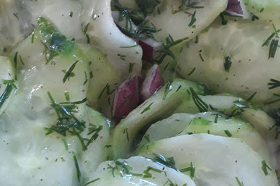 Gurkensalat mit Dill-Senfsauce