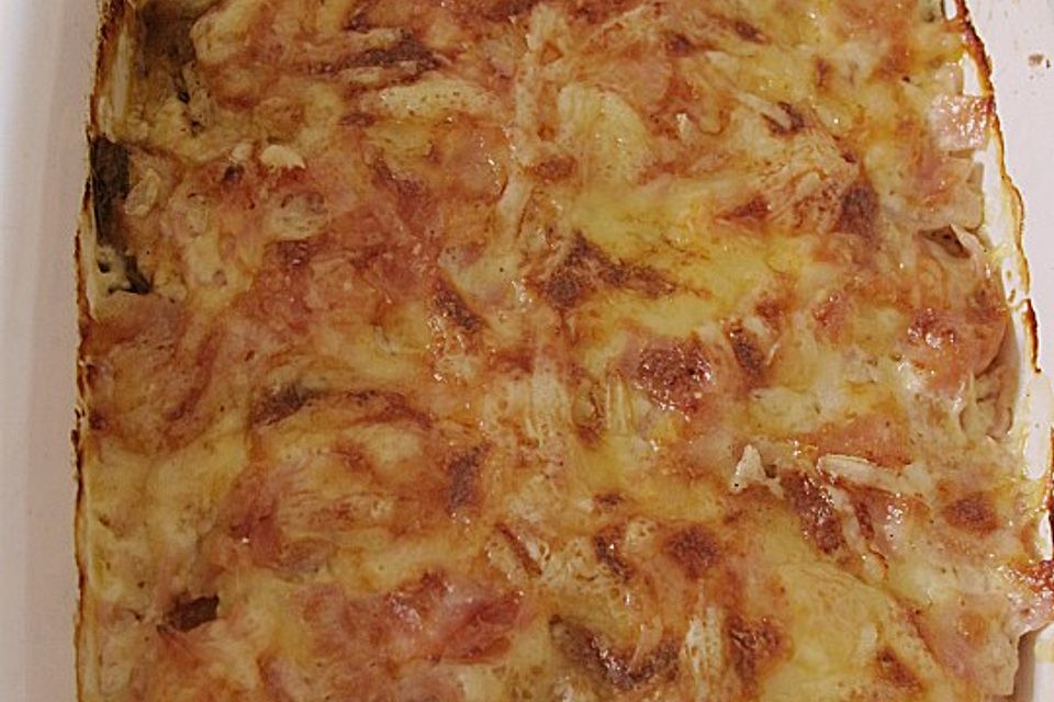 Lauchgratin mit Schinken