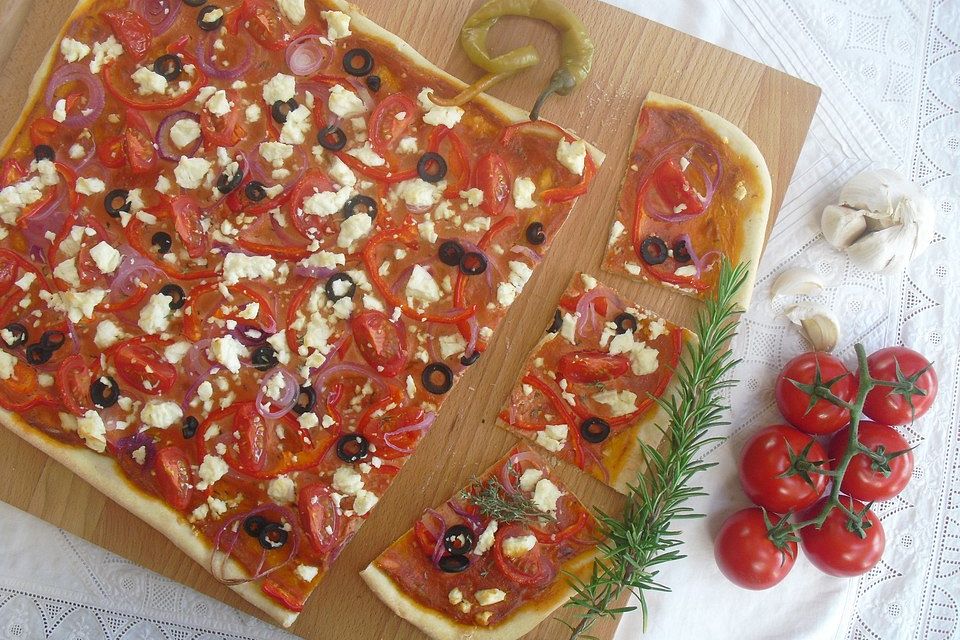 Flammkuchen griechische Art