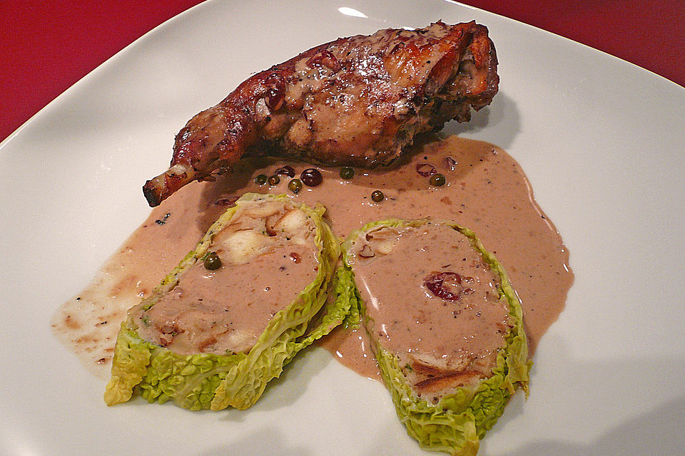 Kaninchen/Hase mit Preiselbeersahnesauce